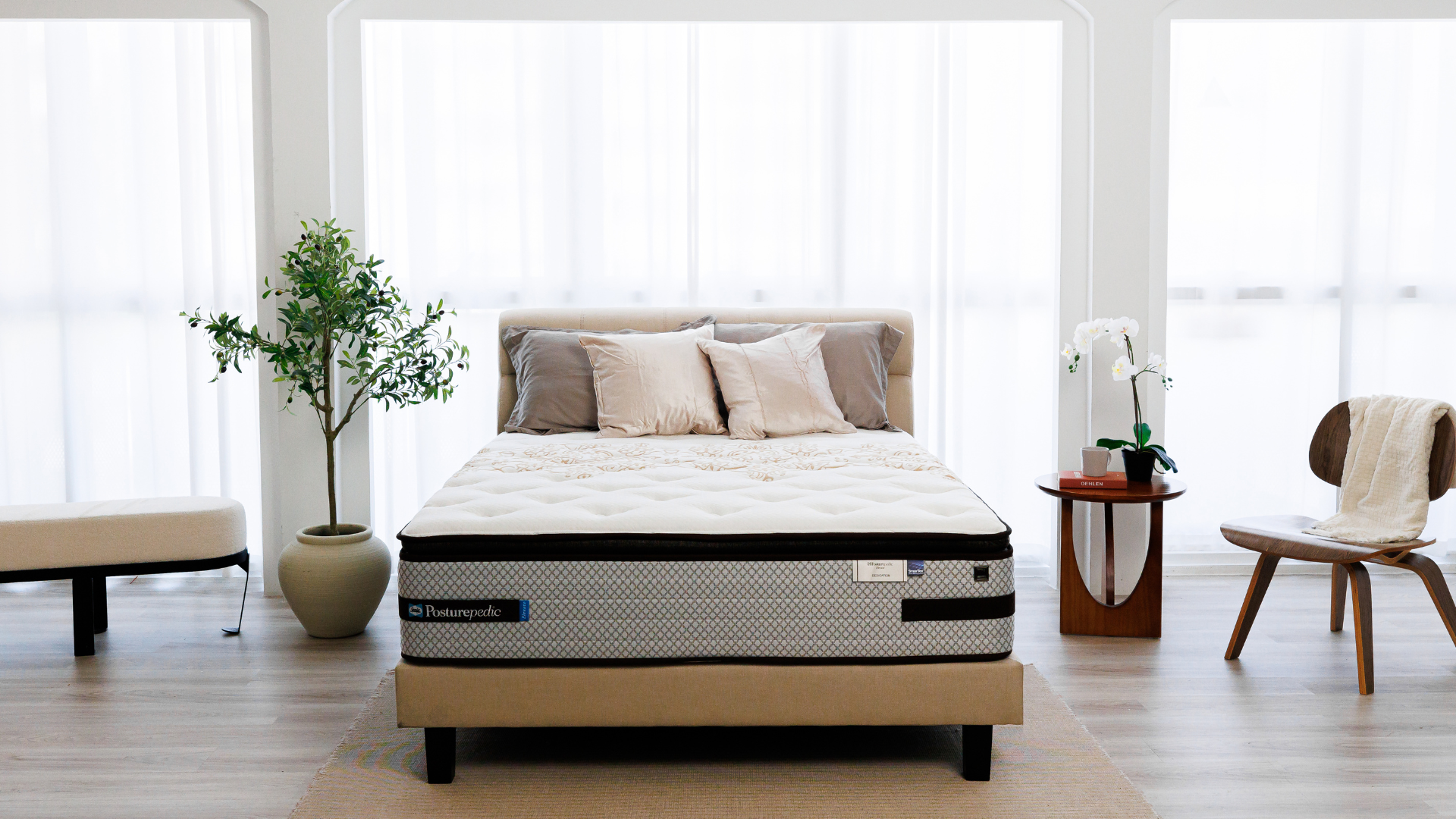 Brand new Sealy mattress in a bedroom