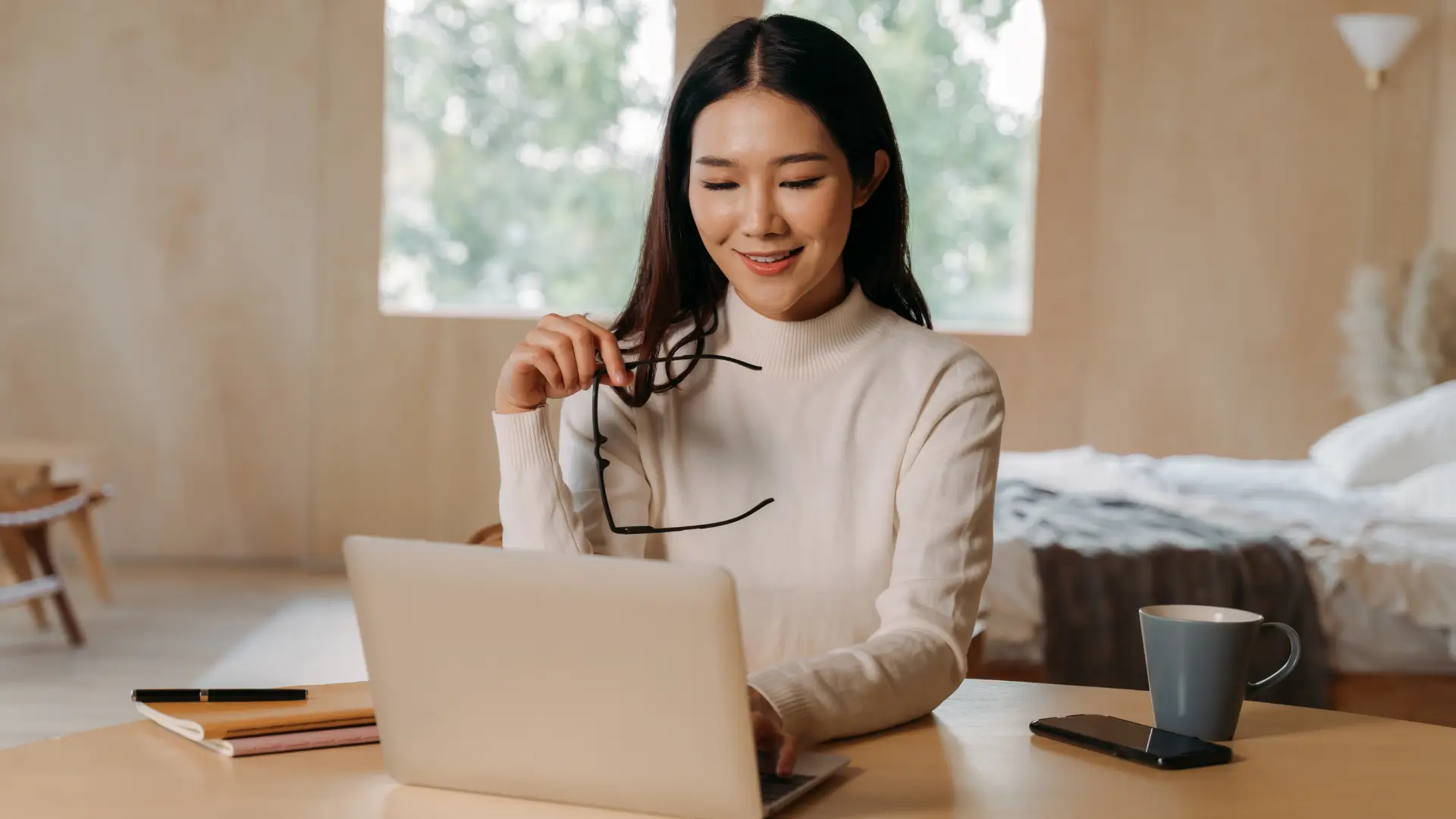 Woman working at her desk